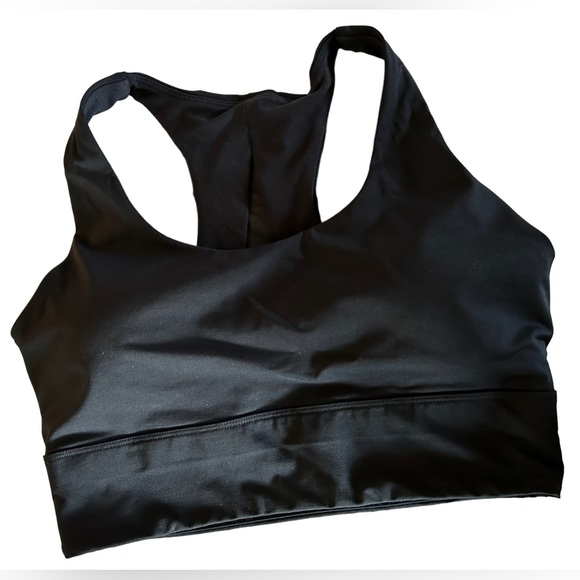 Black long line racerback with mesh V yoga sports athletic bra size large NWOT - Picture 2 of 5